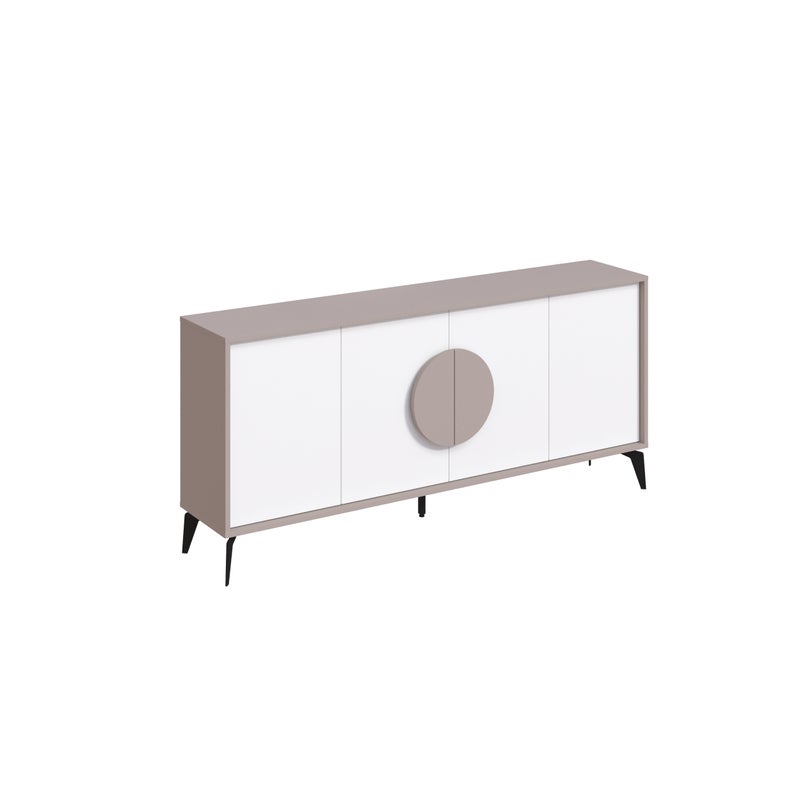 Mourah Home Gora Console - Modern Sideboard With 4 Doors - Storage Cabinet For Living Room, Office, Lounge, Dining Room, Kitchen, Hallway - 35.6X82X180 Cm - White- Light Mocha- 2 Years Warranty - Image 3